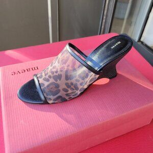 Anthropologie NIB Maeve Leopard Mesh Wedge Heels Size 8